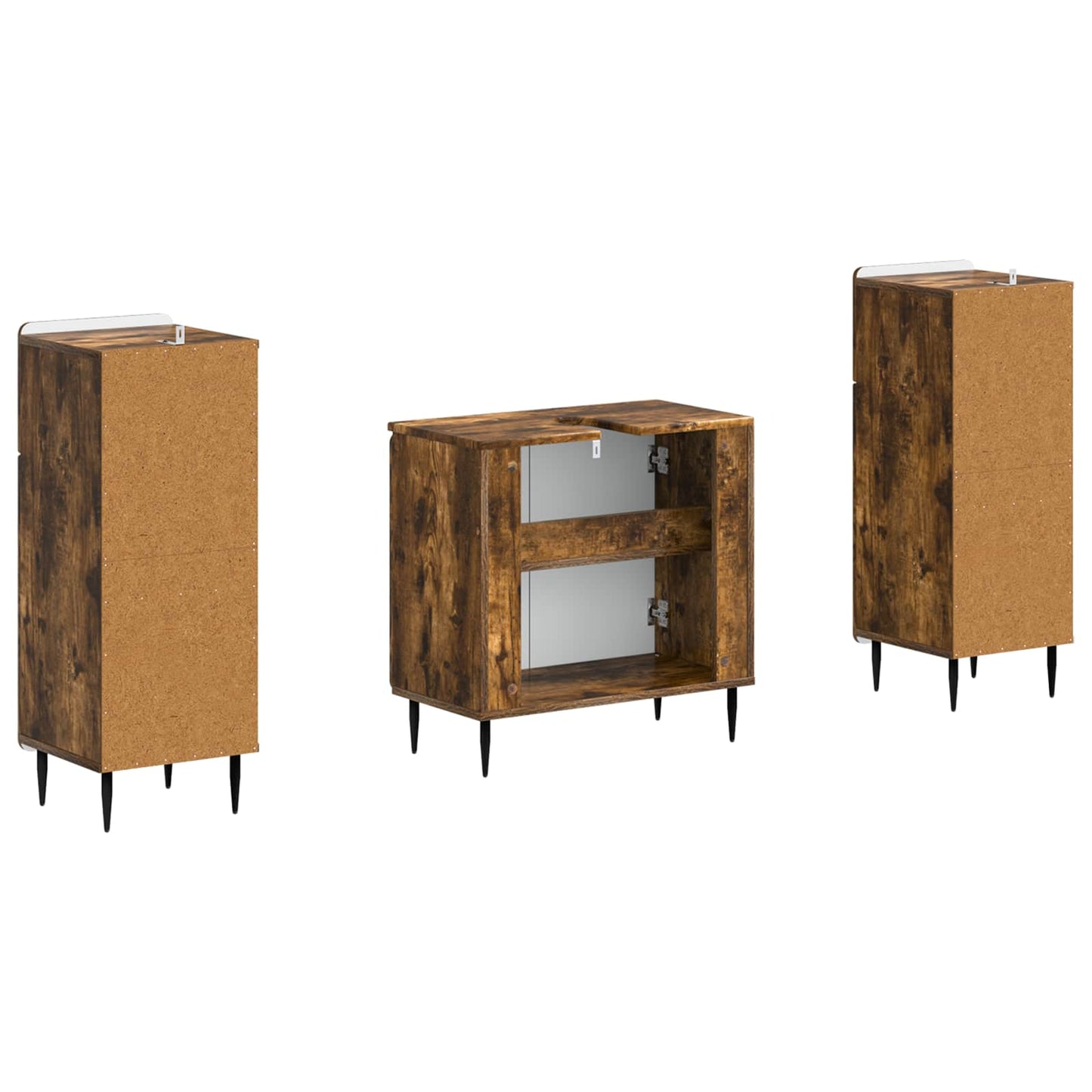 2 Piece Bathroom Cabinet Set HAARLEM Smoked Oak Engineered Wood