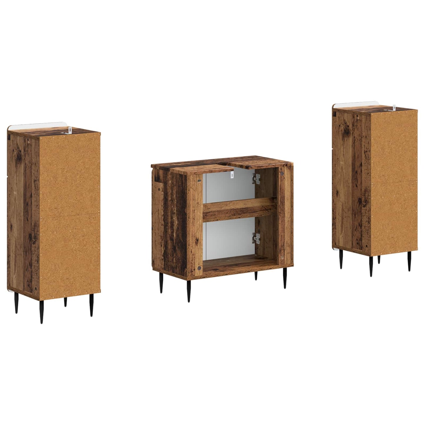 2 Piece Bathroom Cabinet Set HAARLEM Old Wood Engineered Wood