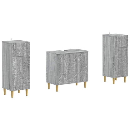 2 Piece Bathroom Cabinet Set DELFT Grey Sonoma Engineered Wood