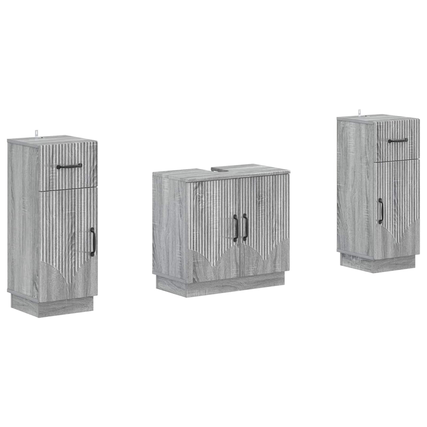 2 Piece Bathroom Cabinet Set HOORN Grey Sonoma Engineered Wood