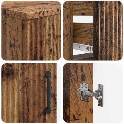 2 Piece Bathroom Cabinet Set HOORN Old Wood Engineered Wood