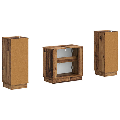 2 Piece Bathroom Cabinet Set HOORN Old Wood Engineered Wood