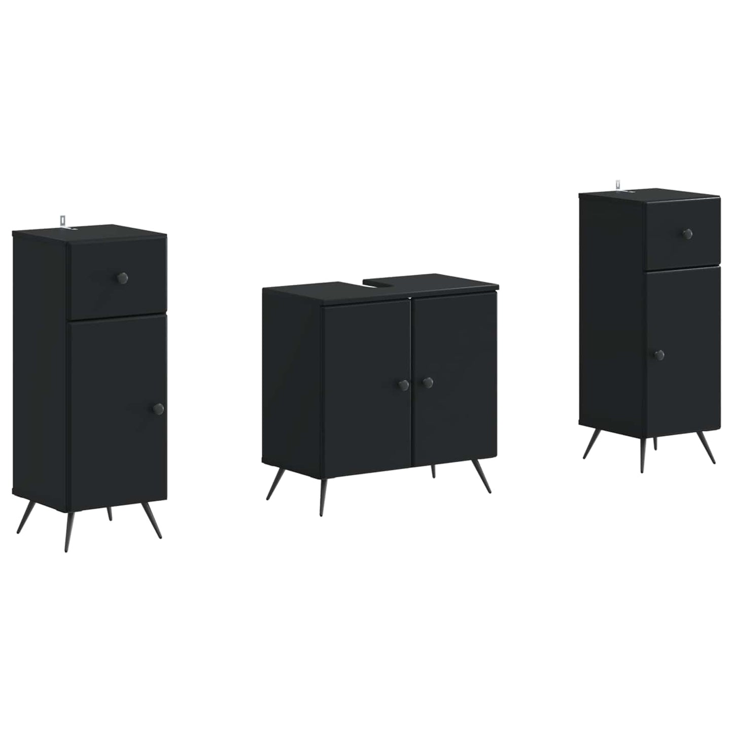 2 Piece Bathroom Cabinet Set BREDA Black Engineered Wood