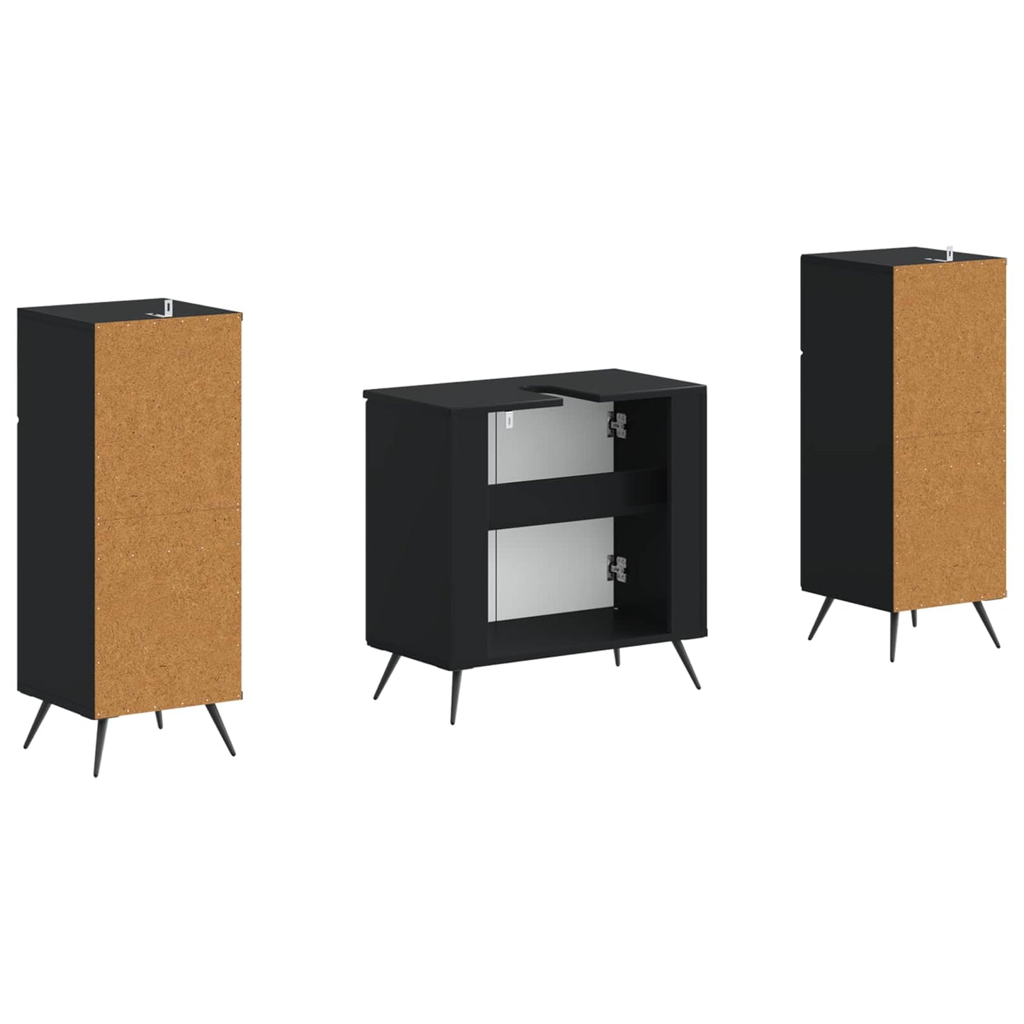 2 Piece Bathroom Cabinet Set BREDA Black Engineered Wood