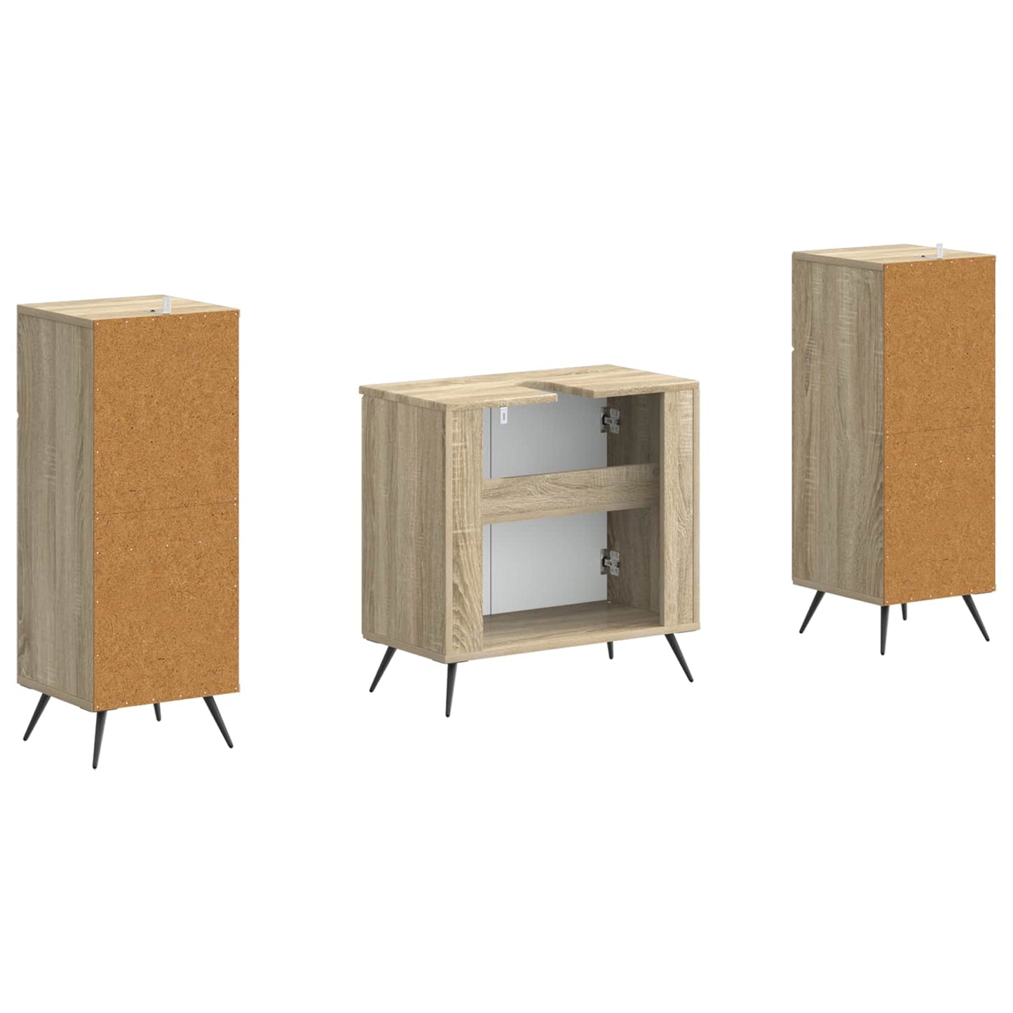 2 Piece Bathroom Cabinet Set BREDA Sonoma Oak Engineered Wood
