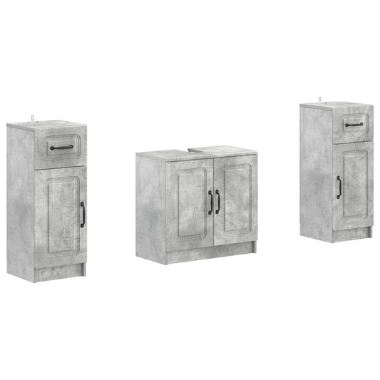 2 Piece Bathroom Cabinet Set UTRECHT Concrete Grey