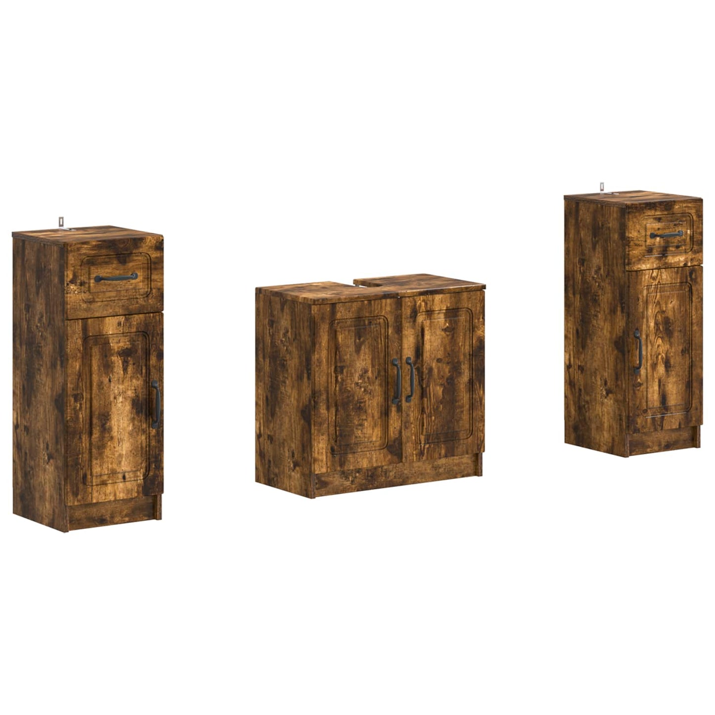 2 Piece Bathroom Cabinet Set UTRECHT Smoked Oak Engineered Wood