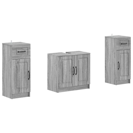 2 Piece Bathroom Cabinet Set UTRECHT Grey Sonoma