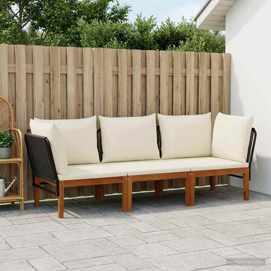 3 pcs Solid Acacia Wood & Rope Natural