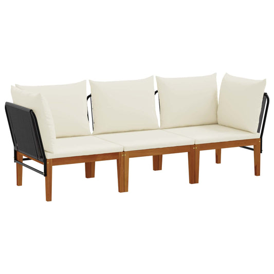 3 pcs Solid Acacia Wood & Rope Natural