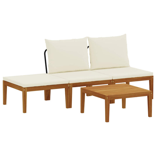 4 pcs Solid Acacia Wood & Rope Natural