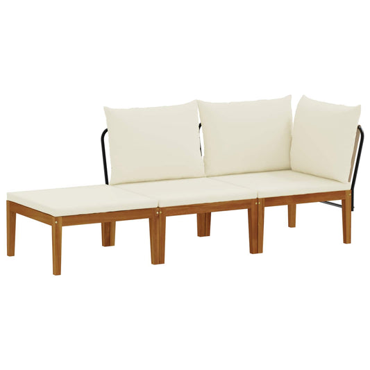 3 pcs Solid Acacia Wood & Rope Natural