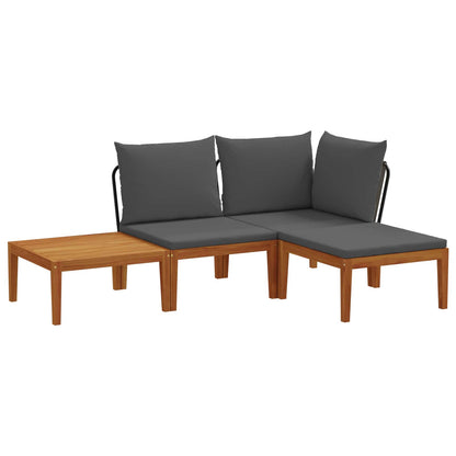 4 pcs Solid Acacia Wood & Rope Natural
