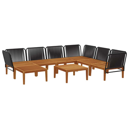 8 pcs Solid Acacia Wood & Rope Natural