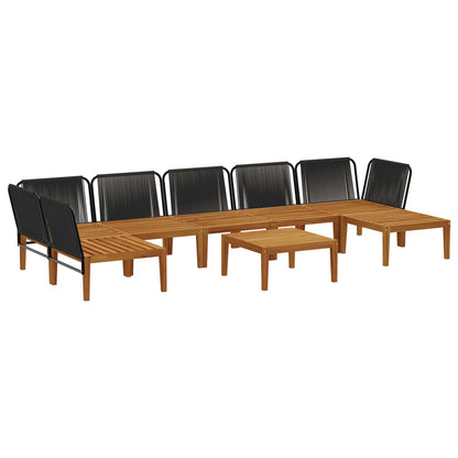8 pcs Solid Acacia Wood & Rope Natural