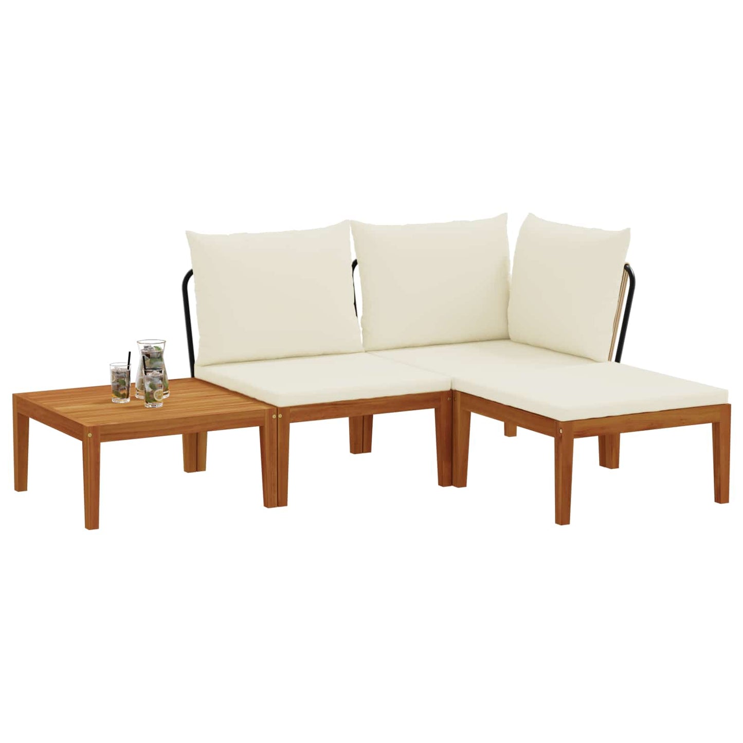 4 pcs Solid Acacia Wood & Rope Natural