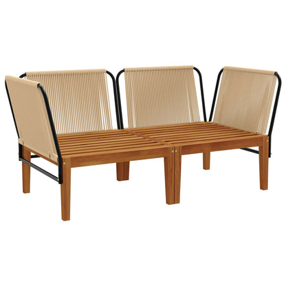 2 pcs Solid Acacia Wood & Rope Natural