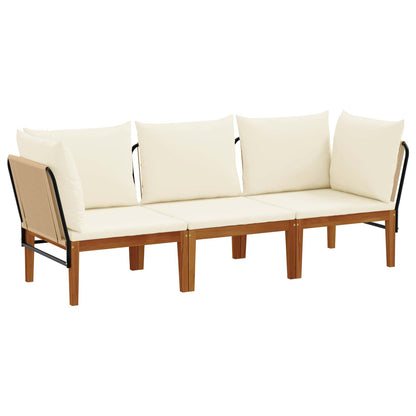 3 pcs Solid Acacia Wood & Rope Natural