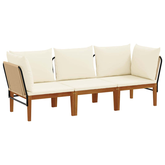 3 pcs Solid Acacia Wood & Rope Natural