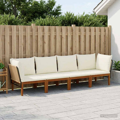 4 pcs Solid Acacia Wood & Rope Natural