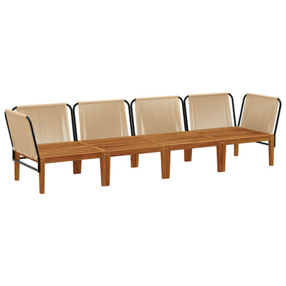 4 pcs Solid Acacia Wood & Rope Natural
