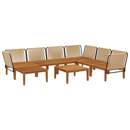 8 pcs Solid Acacia Wood & Rope Natural