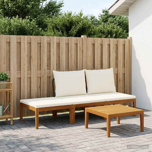 4 pcs Solid Acacia Wood & Rope Natural