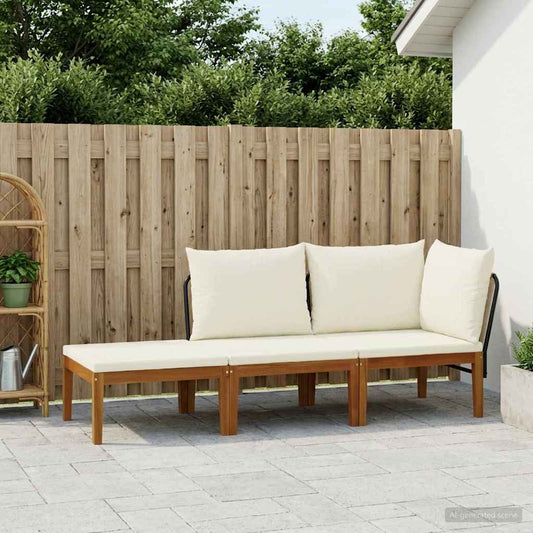 3 pcs Solid Acacia Wood & Rope Natural