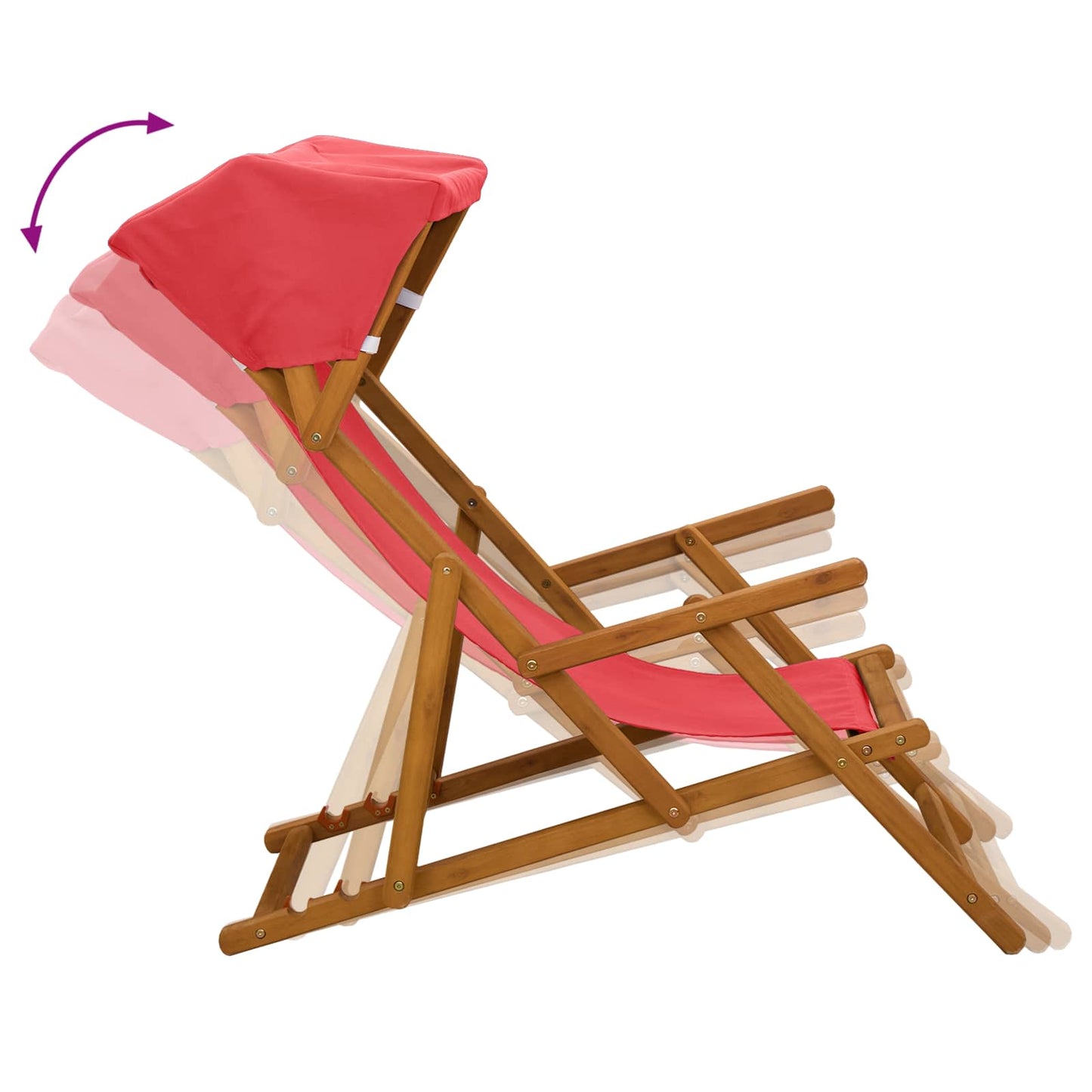 Deck Chair 4 pcs 3 Position Solid Eucalyptus Wood Red