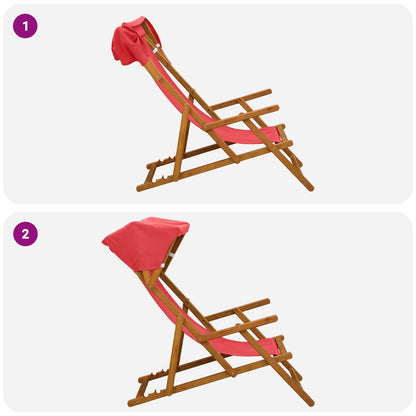 Deck Chair 4 pcs 3 Position Solid Eucalyptus Wood Red