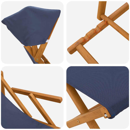 Deck Chair 4 pcs 3 Position Solid Eucalyptus Wood Blue