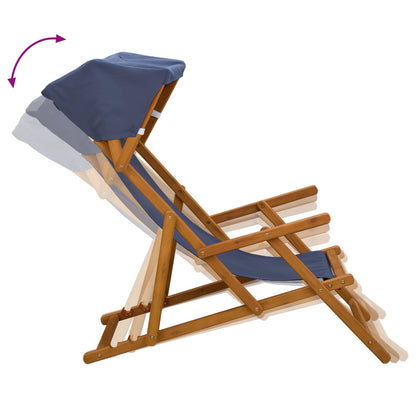 Deck Chair 4 pcs 3 Position Solid Eucalyptus Wood Blue