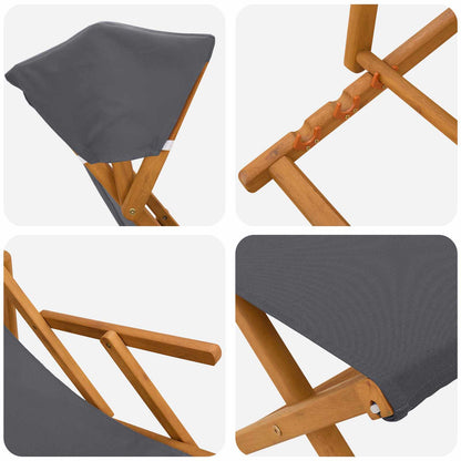 Deck Chair 4 pcs 3 Position Solid Eucalyptus Wood Grey