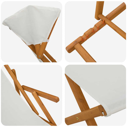 Deck Chair 4 pcs 3 Position Solid Eucalyptus Wood Cream