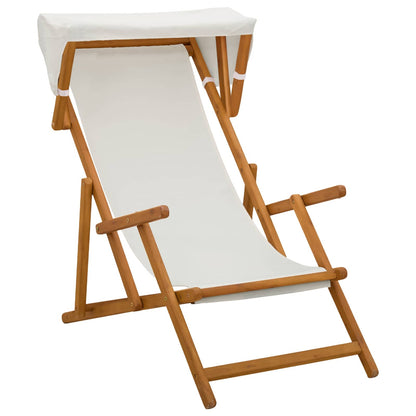 Deck Chair 4 pcs 3 Position Solid Eucalyptus Wood Cream