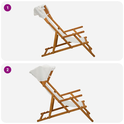 Deck Chair 4 pcs 3 Position Solid Eucalyptus Wood Cream