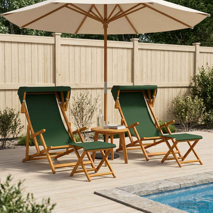 Deck Chair 4 pcs 3 Position Solid Eucalyptus Wood Green