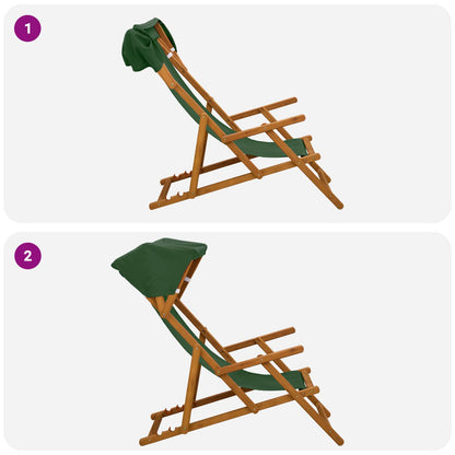 Deck Chair 4 pcs 3 Position Solid Eucalyptus Wood Green