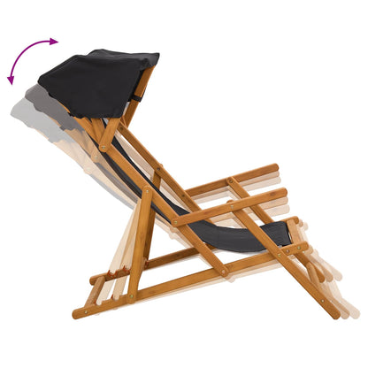 Deck Chair 4 pcs 3 Position Solid Eucalyptus Wood Black