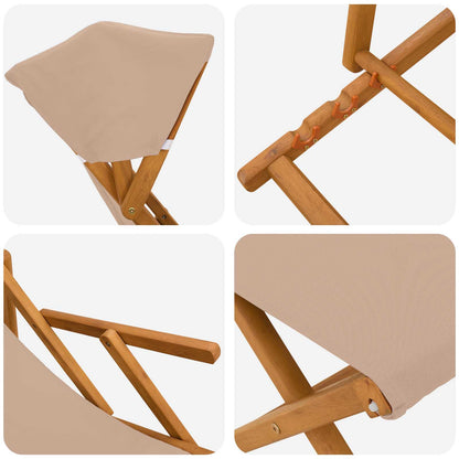 Deck Chair 4 pcs 3 Position Solid Eucalyptus Wood Taupe