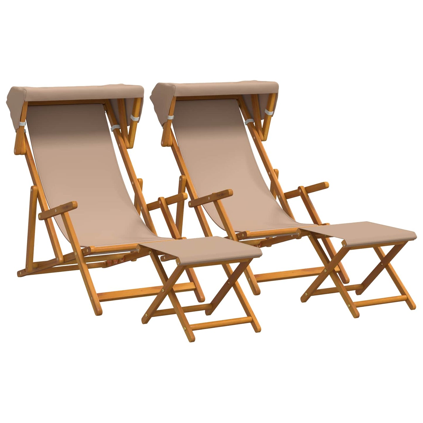 Deck Chair 4 pcs 3 Position Solid Eucalyptus Wood Taupe