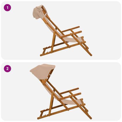 Deck Chair 4 pcs 3 Position Solid Eucalyptus Wood Taupe