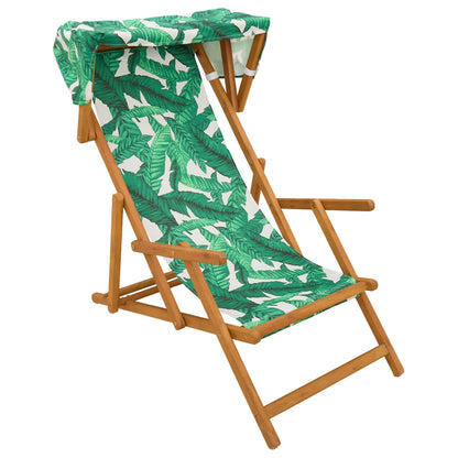 Deck Chair 4 pcs 3 Position Solid Eucalyptus Wood Leaf Pattern