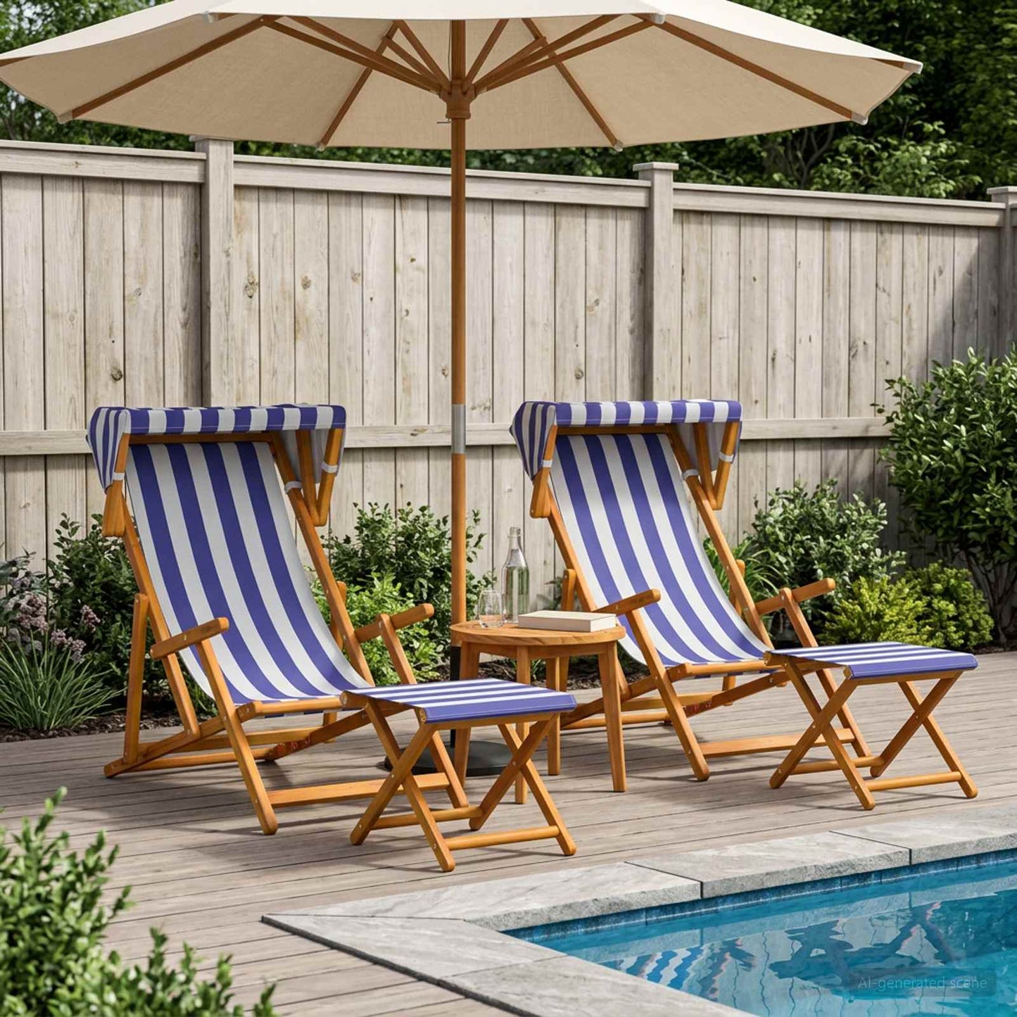 Deck Chair 4 pcs 3 Position Solid Eucalyptus Wood