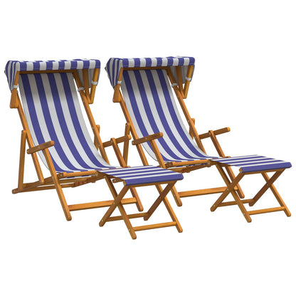 Deck Chair 4 pcs 3 Position Solid Eucalyptus Wood