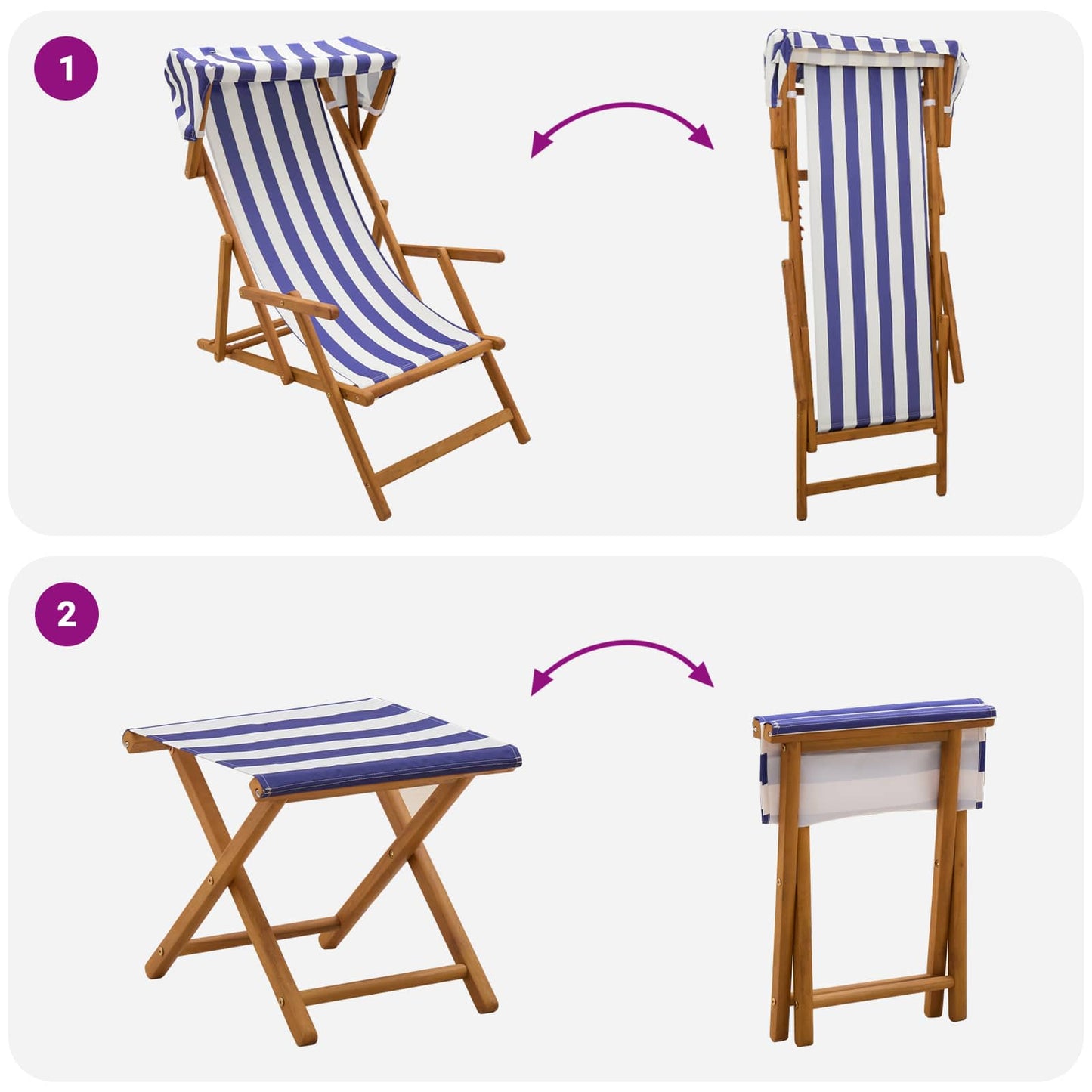 Deck Chair 4 pcs 3 Position Solid Eucalyptus Wood