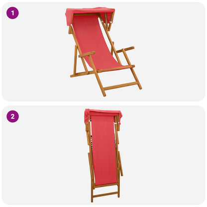 Deck Chair 2 pcs 3 Position Solid Eucalyptus Wood Red