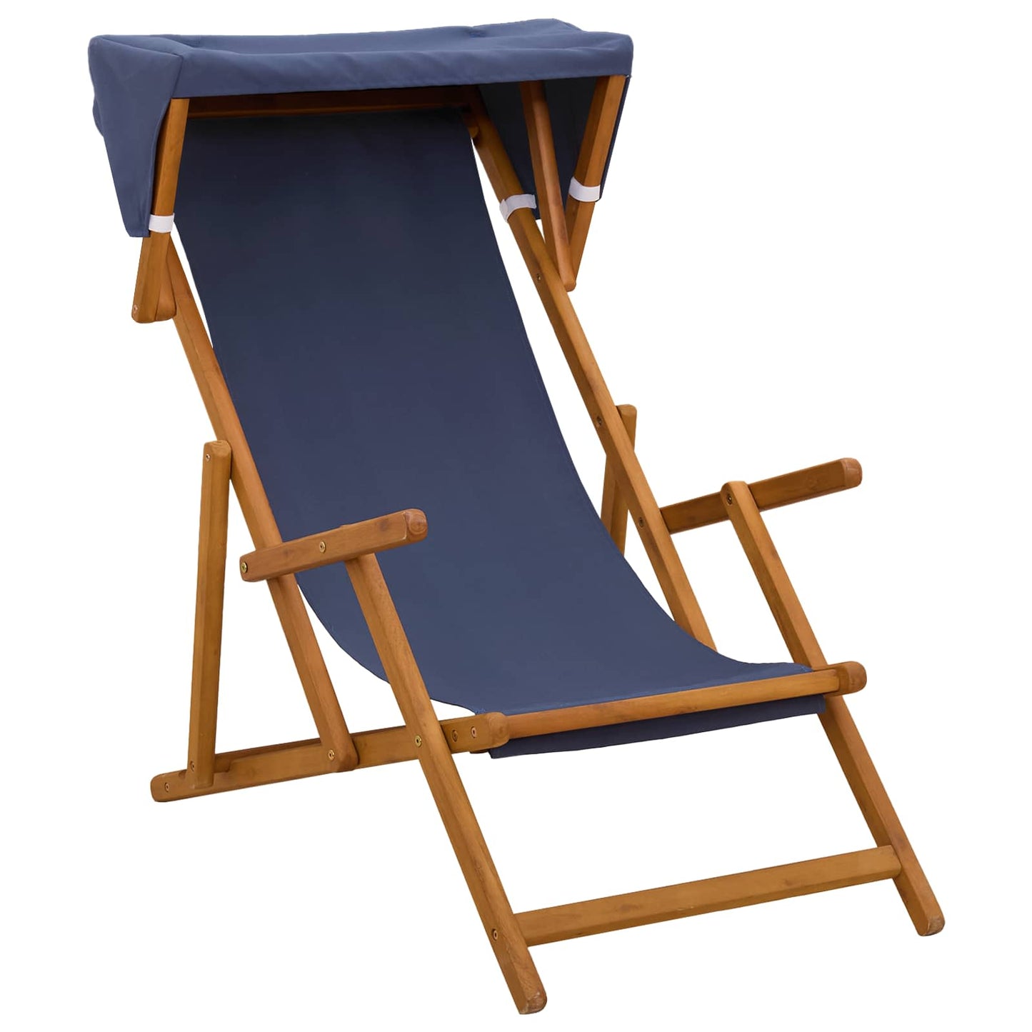 Deck Chair 2 pcs 3 Position Solid Eucalyptus Wood Blue