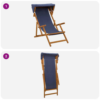 Deck Chair 2 pcs 3 Position Solid Eucalyptus Wood Blue