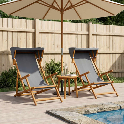 Deck Chair 2 pcs 3 Position Solid Eucalyptus Wood Grey